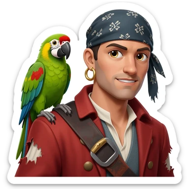 pirate and parrot sticker