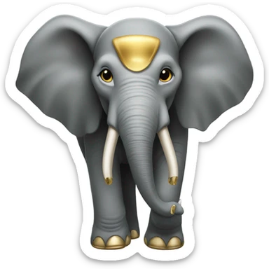 Elephant with gold teeth in mouth  sticker