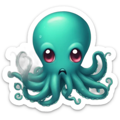 cute kraken cute face having a heart attack sticker