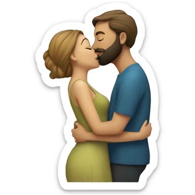 Bearded man kissing woman sticker