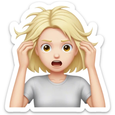 Person ripping out their hair  sticker