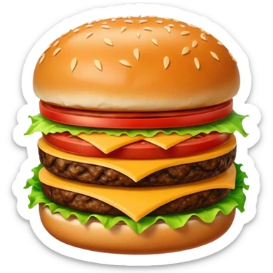 classic hamburger with bun, meat, lettuce, cheese, and tomato sticker