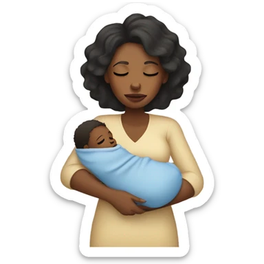 tired black mom holding baby boy sticker