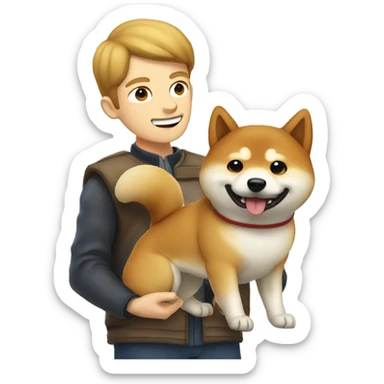 Shiba Inu with man sticker
