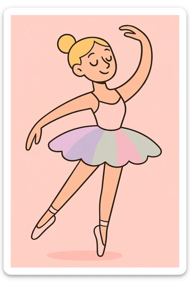 ballerina with blonde hair and white skin, elegant pose, soft pastel colors, delicate tutu, graceful expression sticker
