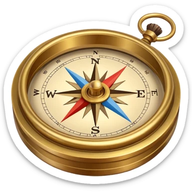 pirate compass object icon, brass compass, adventure style, 3D cartoon, mobile game icon style, centered, clean background, no text, no watermark
 sticker
