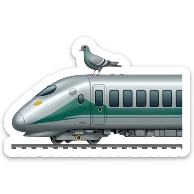 Shinkansen green and pigeon is standing on the platform sticker