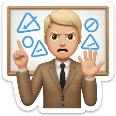 a person teaching a class and teacher is angry sticker