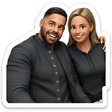 smiling couple with stylish outfits sticker