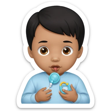 a black hair baby with pacifier sticker