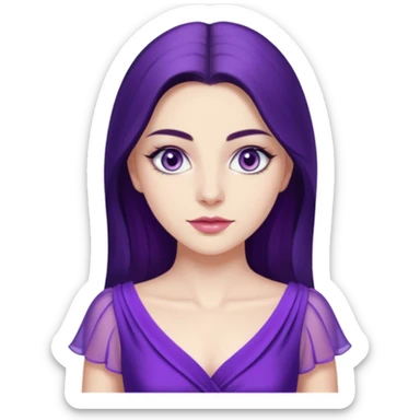 Demet özdemir as a character from game of thrones with lilac eyes and a purple dress. sticker