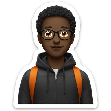 a black boy with orange and black glasses ￼ sticker