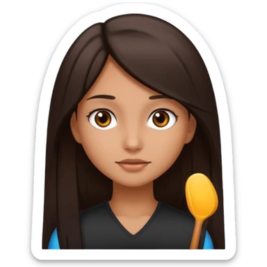 Uma menina morena de Costas com o cabelo solto, o cabelo dela é longo, liso e castanho escuro sticker