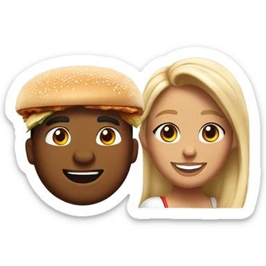 boyfriend and girlfriend eating wingstop chicken sandwhich  sticker