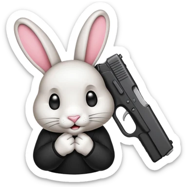 Crea un emoji de un conejo sosteniendo una glok sticker