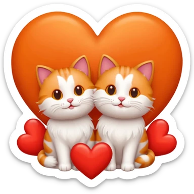 two happy cats in love surrounded by hearts sticker
