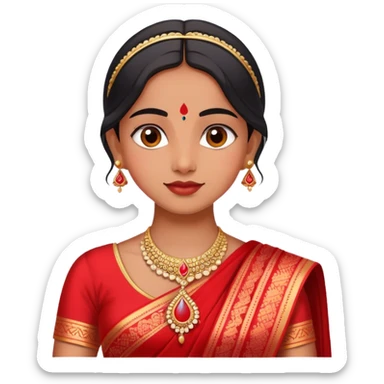 A fair Indian girl wearing a red saree sticker