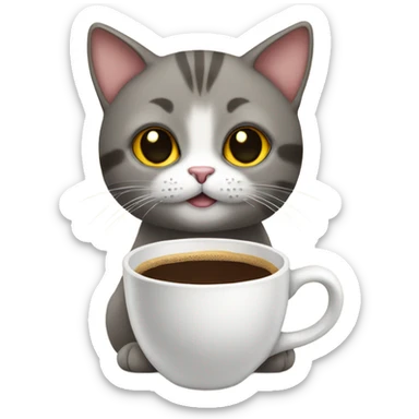 Cat with coffee sticker