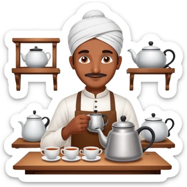 Chaiwala making tea in indian tea shop sticker