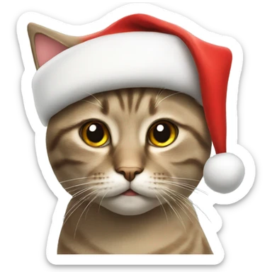 Cat wearing Santa hat sticker