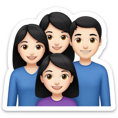 4 people with black hair and white skin sticker