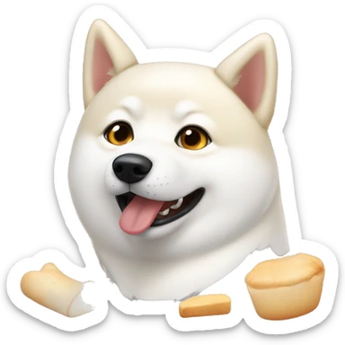 white Shiba inu face savoring food sticker