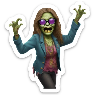  janis joplin zombie  dancing (wearing circle glasses) sticker