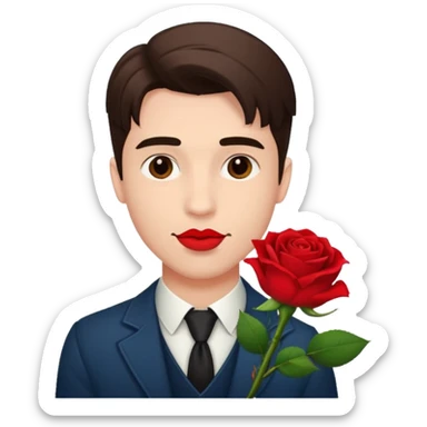 handsome man with a rose in his mouth sticker
