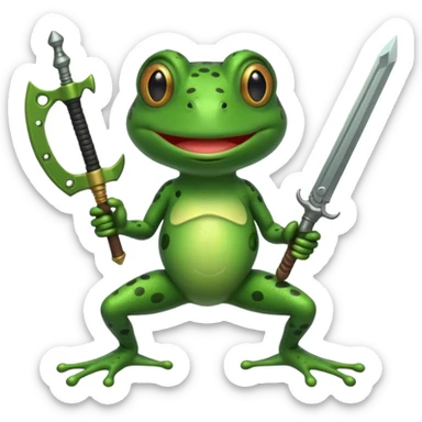 frog holding a weapon  sticker