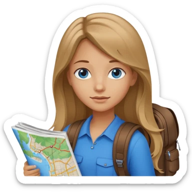 Girl with long light brown/dark blonde hair and blue eyes and I love to travel sticker
