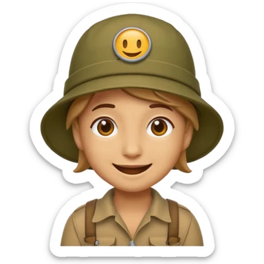 Emoji with woodland Cargo hat sticker