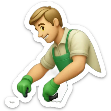 A gardener cutting a hedge sticker