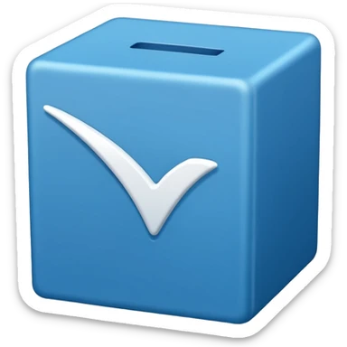 Side way check mark in bule box sticker