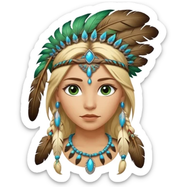 can you make a native American emoji with blonde highlights in her hair and blue green eyes sticker