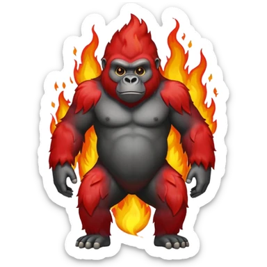 🦍🔥 mix these make a gorilla with red fur in that’d stance on fire  sticker