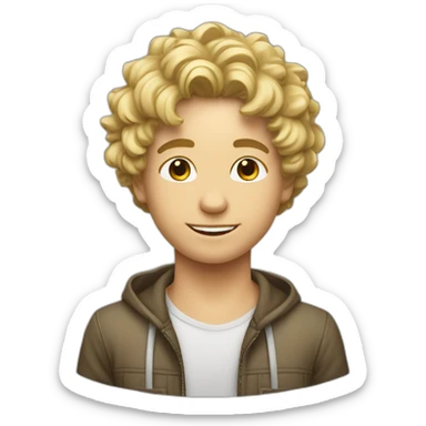 Garçon ado blond avec les cheveux bouclés sticker