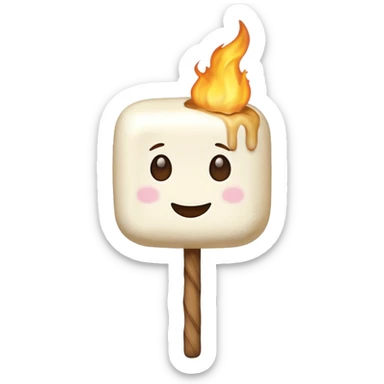 camping fluffy marshmallow stick sticker