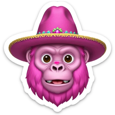 Pink gorilla with sombrero  sticker