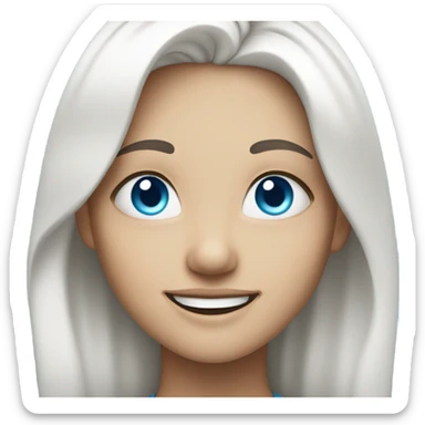 smiling girl with white hair blue eyes sticker