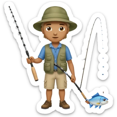 man casting a fishing rod, full body sticker