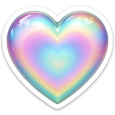 Sparkly glossy Pastel iridescent glass crystal heart sticker