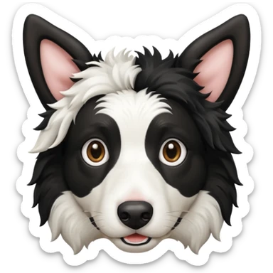 A black and white border collie has cow's horns. sticker