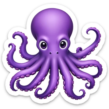 cute purple octopus with eight tentacles sticker