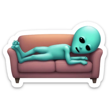 Alien is sleeping on the couch  sticker