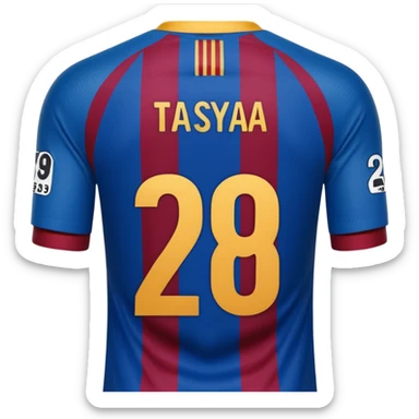 buat costum seperti diatas buat mirip hanya pakaian saja tidak pakai orang dan dari belakang barcelona nama punggung tasya dan nomor punggung 29 menghadap belakang custom belakangnya baju belakangnya tidak pakai orang hanya bajunya saja baju belakangnya tidak pakai orang hanya bajunya saja sticker