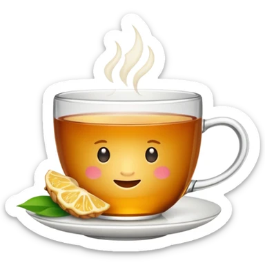 cup of tea with ginger root sticker