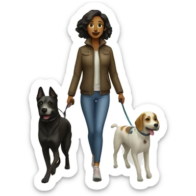 Walk with dogs woman sticker