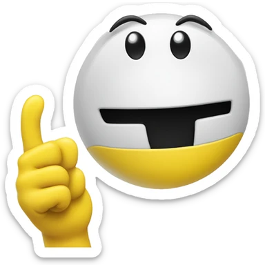 grinning yellow smiley with cartoon eyes. to his side, a white hand glove doing the 'call me' hand sticker