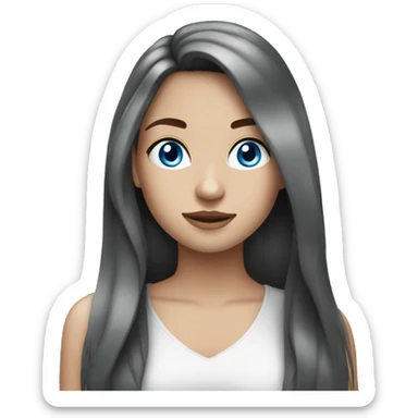 Brunette girl pretty blue eyes long hair sticker
