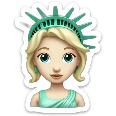 cute pale skin girl statue of liberty sticker